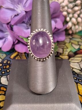 Amethyst Gemstone 925 Silver Ring - Size 8